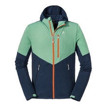 Schöffel Fleece Jacket Hydalen with Hood (breathable, quick-drying, 2-way stretch) dark blue/mint green Men